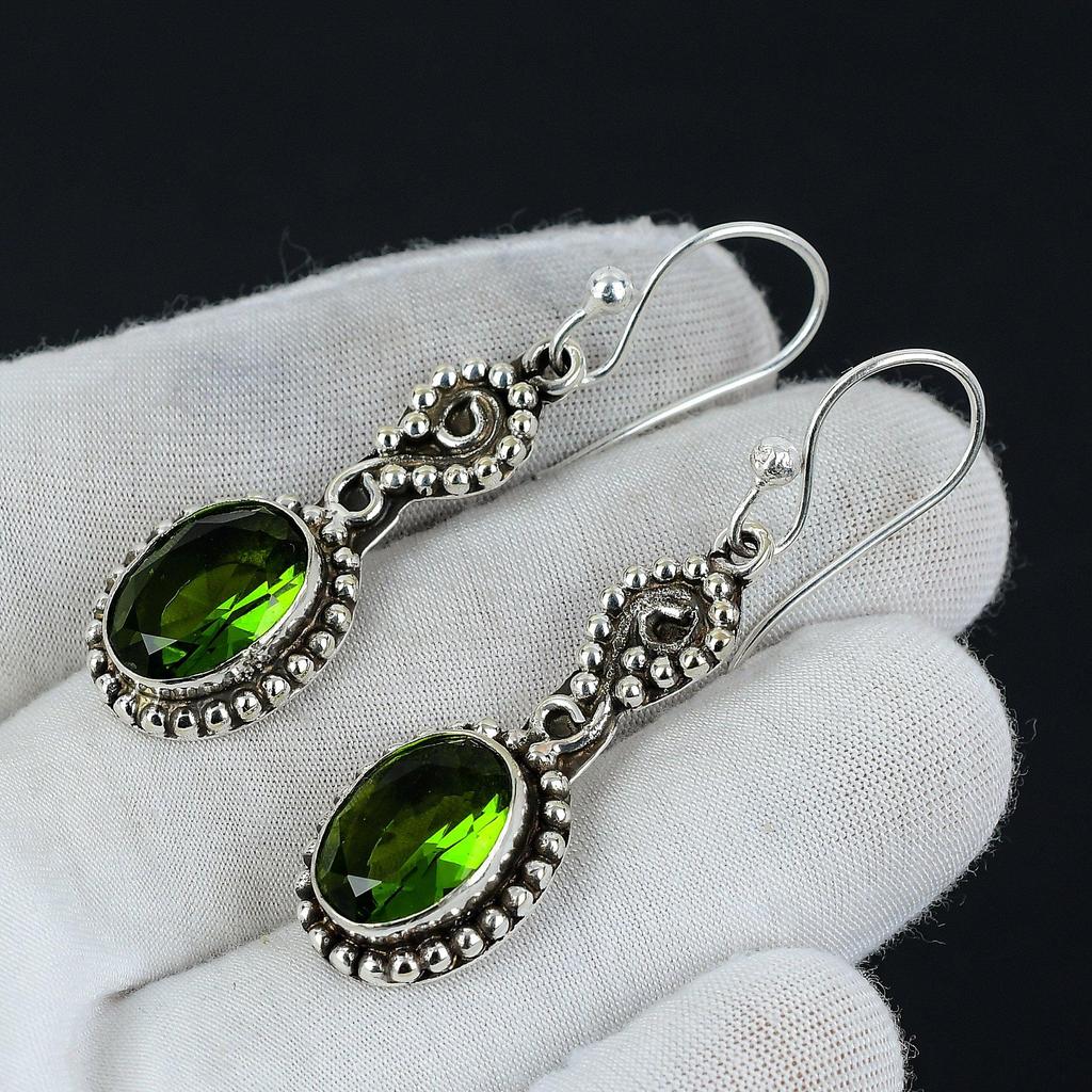 Peridot Örhängen, Handgjorda Örhängen, 925 Sterlingsilver Örhängen, Citrin Smycken Örhängen, Gåva till Hennes, Hängande Örhängen För Kvinnor Gåvor