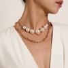 Diamond-set Large Pearl Multi-layer Necklace Women, Personalized Retro Exaggerated Punk Chain Necklace