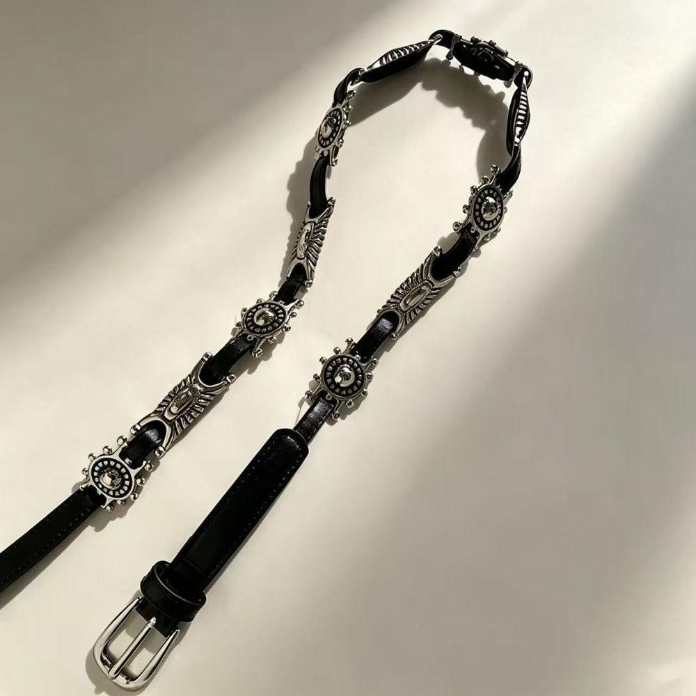Y2K Bohemian Style Belts Thin Ethnic Style Waistband Punk Metal Carved Belts  Jeans Decorative