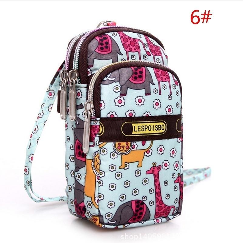 Sport Mini Zipper Pattern Shoulder Bag Wrist Purse For Iphone Xiaomi