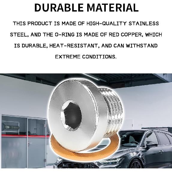 2 PCS M18×1.5 Sensor Plug Inner Hex Head with Copper O-Ring Spacer, Standard Stainless Steel Inner Hex Head Pipe Fitting Plug for Car Truck SUV and
