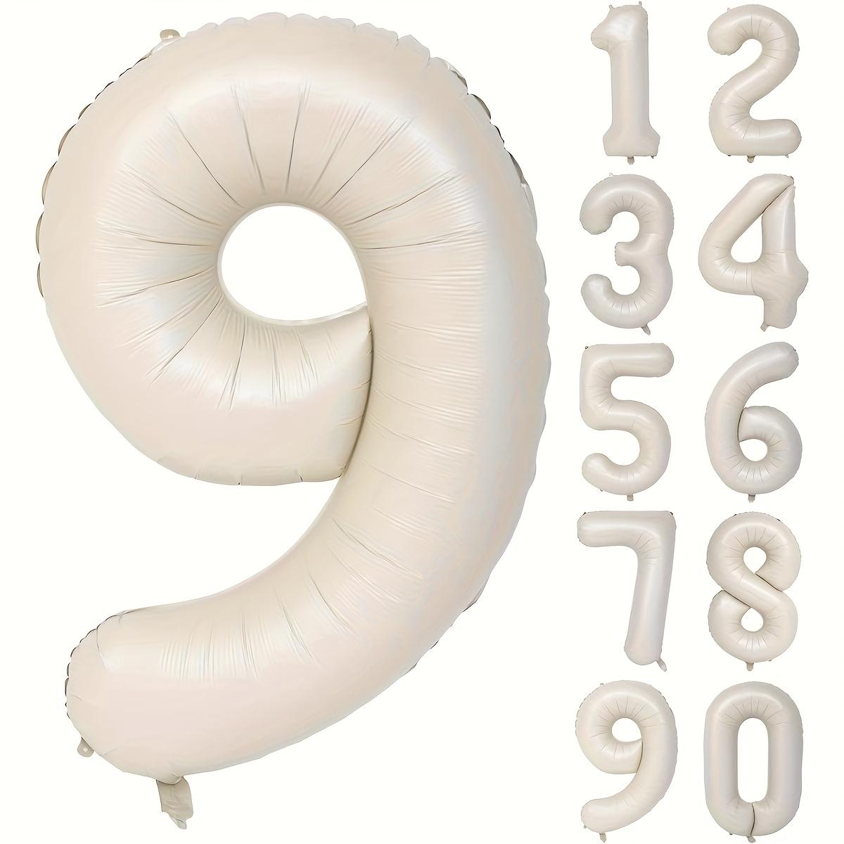 

Ivory White Number 0-9 Aluminum Foil Balloon, Birthday Decoration, Anniversary Decoration, New Year Decoration, Graduation Party Decoration Supplies