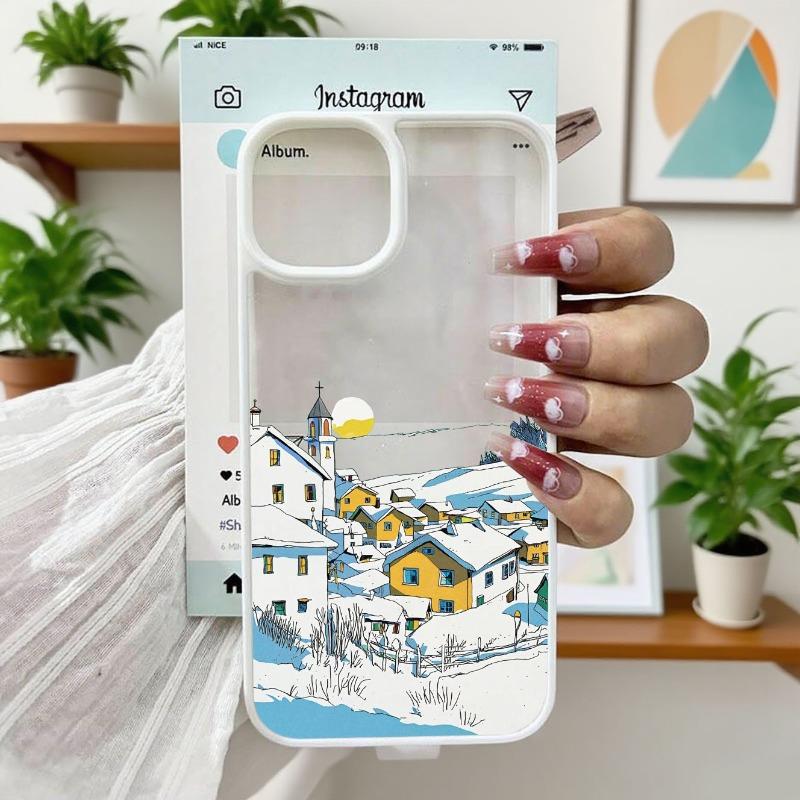 Merry Christmas Winter Street Snow Scene Winter Phone Case for Iphone 17 Air 16 Pro Max 15 14 13 Pro Plus 13 12 Mini 7 8 Covers
