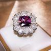 Luxury  Copper Brilliant Purple Square Master Zircon Ring Female Inlaid With Water Drop Full Diamond Ring Party Wedding Gift