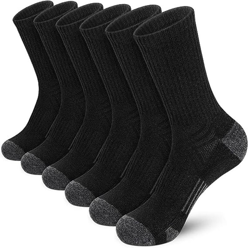 Men's Plus Size Mid-Calf Sports Socks, Black White Gray Color Block, Trendy and Versatile Casual Over-the-Knee Socks.