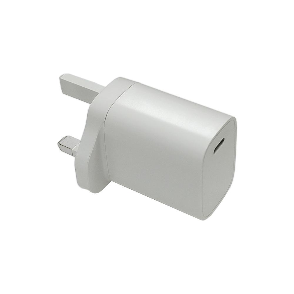 20W UK Single C Port Charger, CE & FCC Certified, PD Flash & Fast Charging Compatible