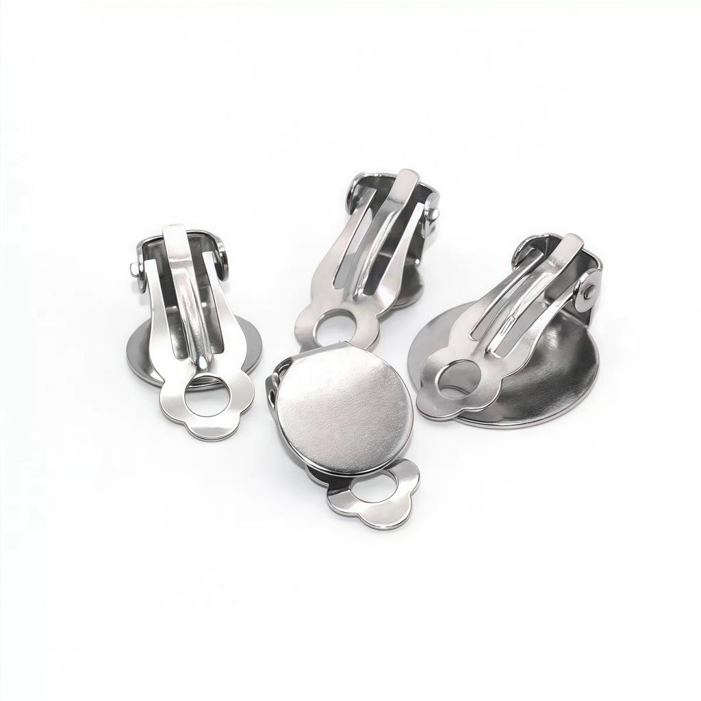 Stainless Steel Decorative Frog Ear Clip Components No Ear Holes Round Tray Ear Clip Earrings DIY Handmade Ear Jewelry Findings