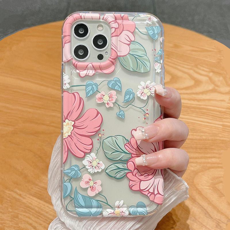 Summer Floral Rose Printed Phone Cases for Samsung S24 S23 Ultra S22 Plus S21 FE A53 A52S A14 A15 A54 A55 Airbag Anti-Drop Cover