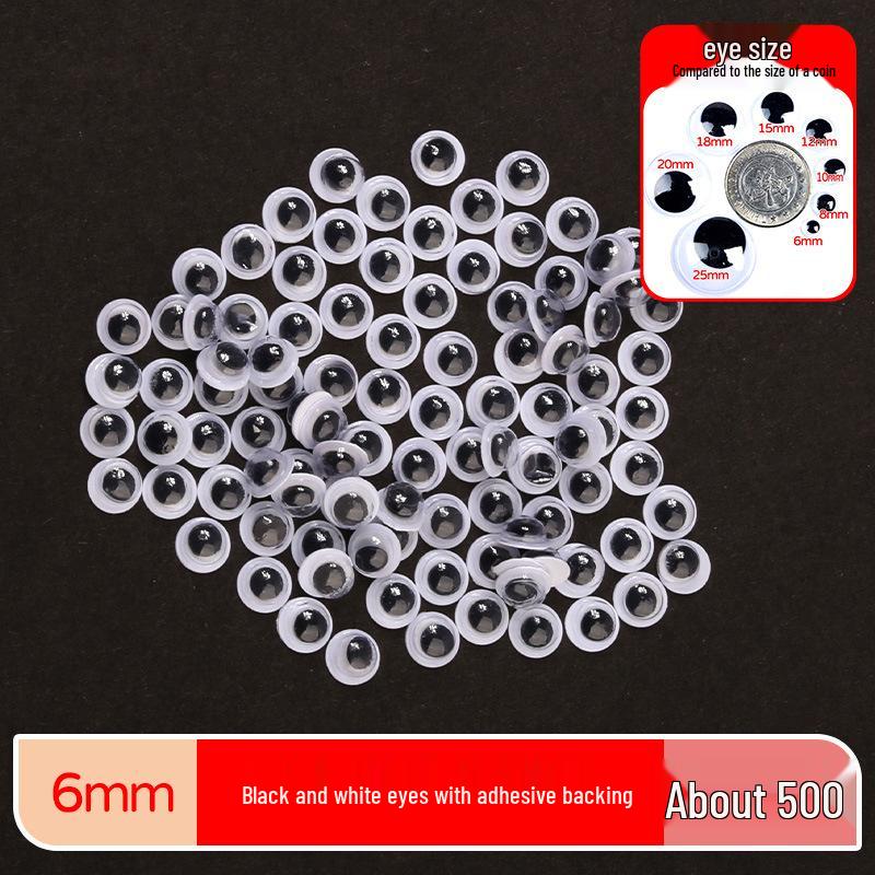 Kids' DIY Colored Eye Stickers for Crafting: Animal-Themed Black and White Eyeballs