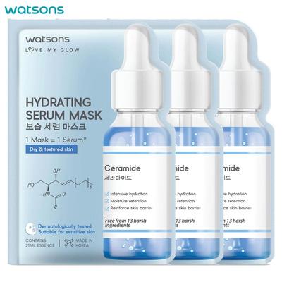 Hydratační sérum Love My Glow, maska ​​pro suchou a texturu pleti, ceramid, dermatologicky testováno, 25 ml. x 3 ks - Pleťová maska, Maska