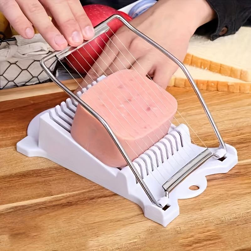Versatile Spam Slicer and Fruit Cutter - Easy-to-use Kitchen Tool with Durable Plastic Design with Wire Slicer for Even Slicing