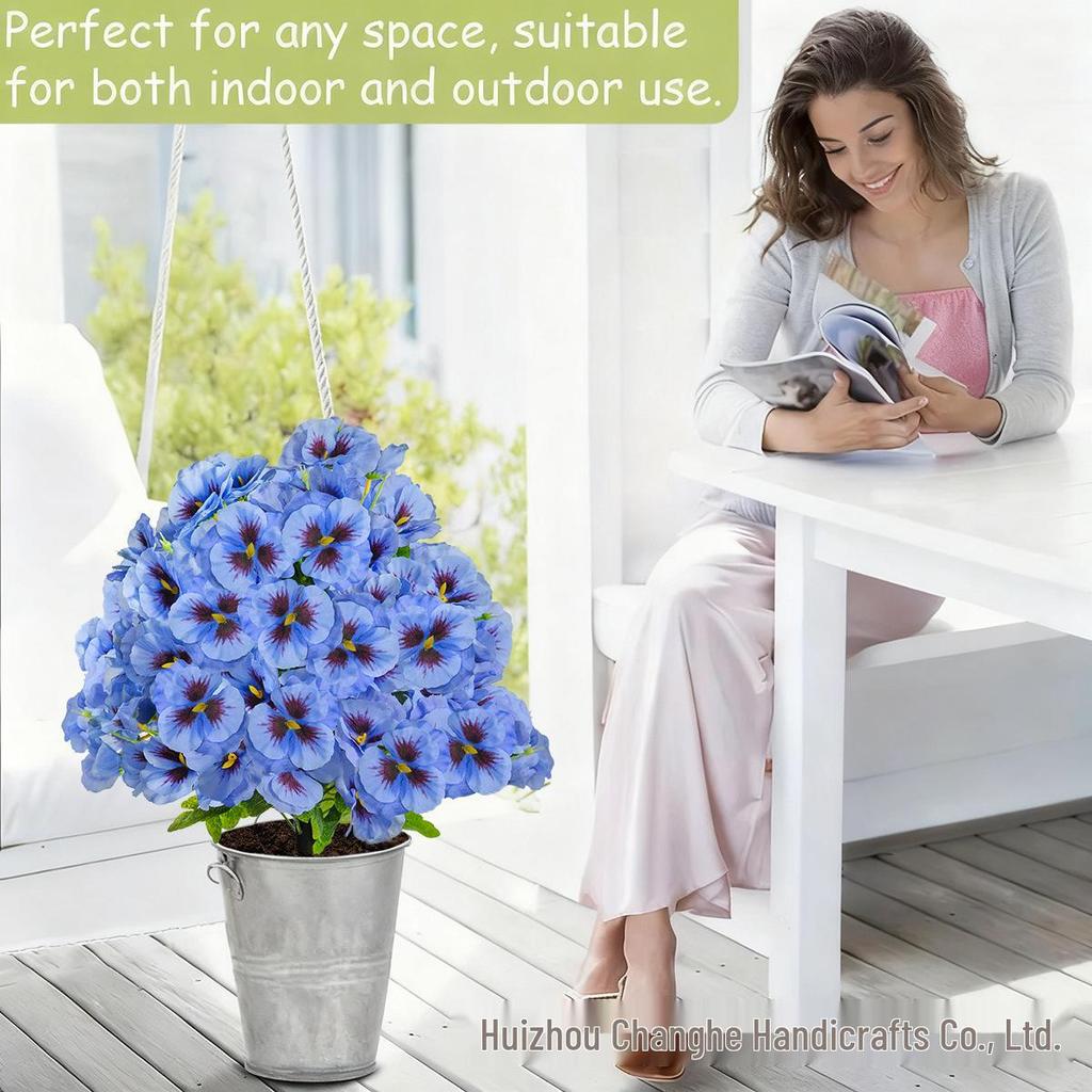 Künstliche Stiefmütterchen Schmetterlingsblume Gartenspieß für Außendekoration