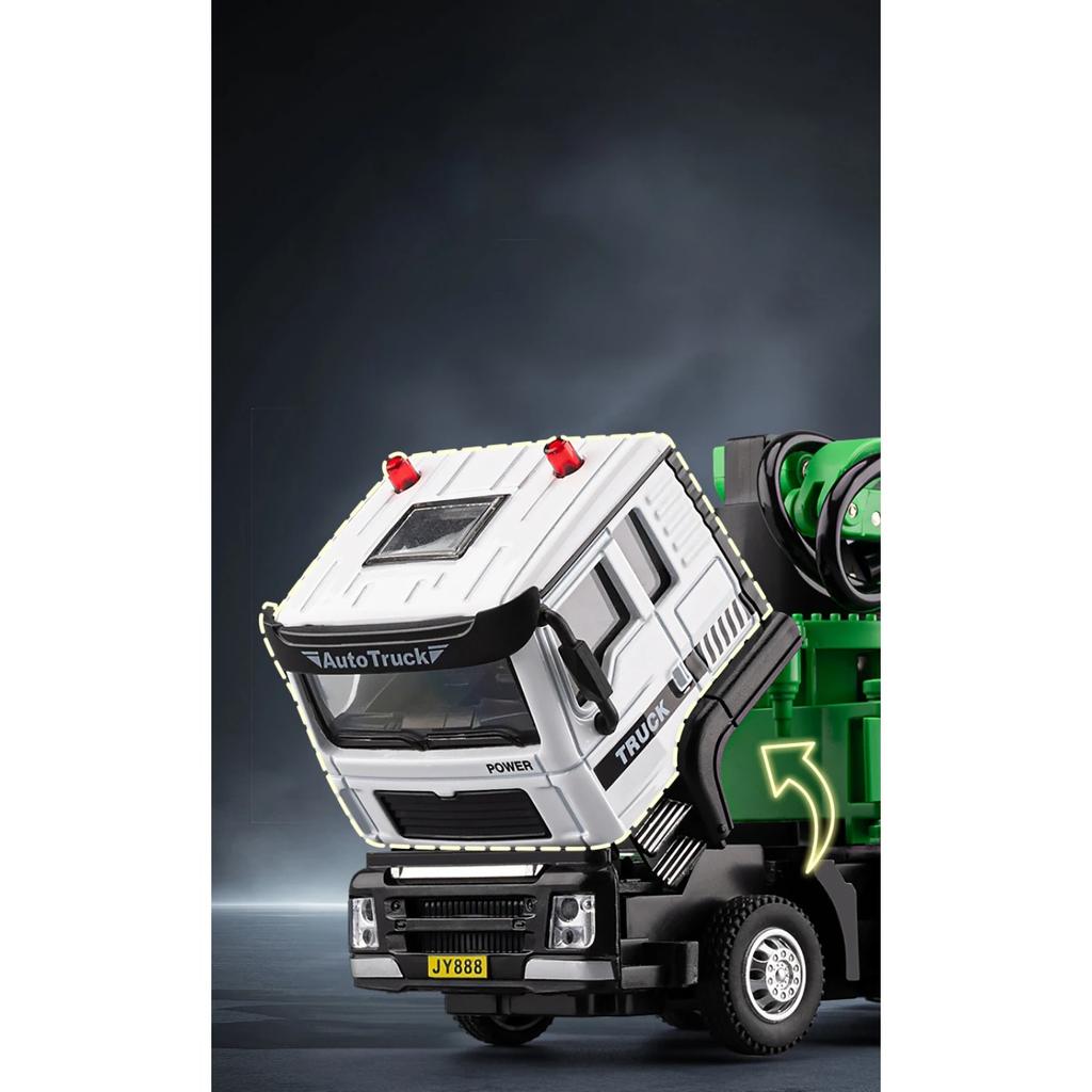1/50 Cement Concrete Pump Truck Engineering Vehicle Ladder Trucks Toy Car Sound Light Pull Back Doors Opened Vehicle Collection