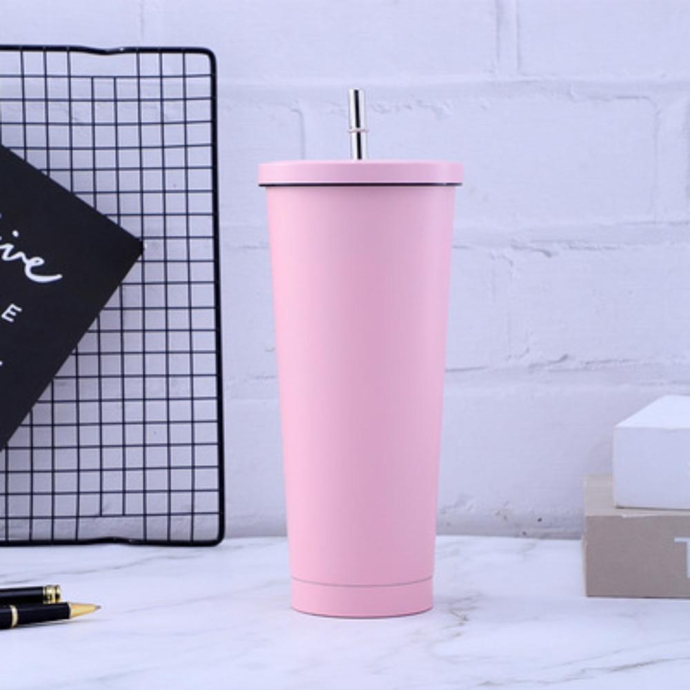 304 Stainless Steel Straw Cup Large Capacity Vacuum Coffee Cup Portable Car Cup Gift Thermos Cup