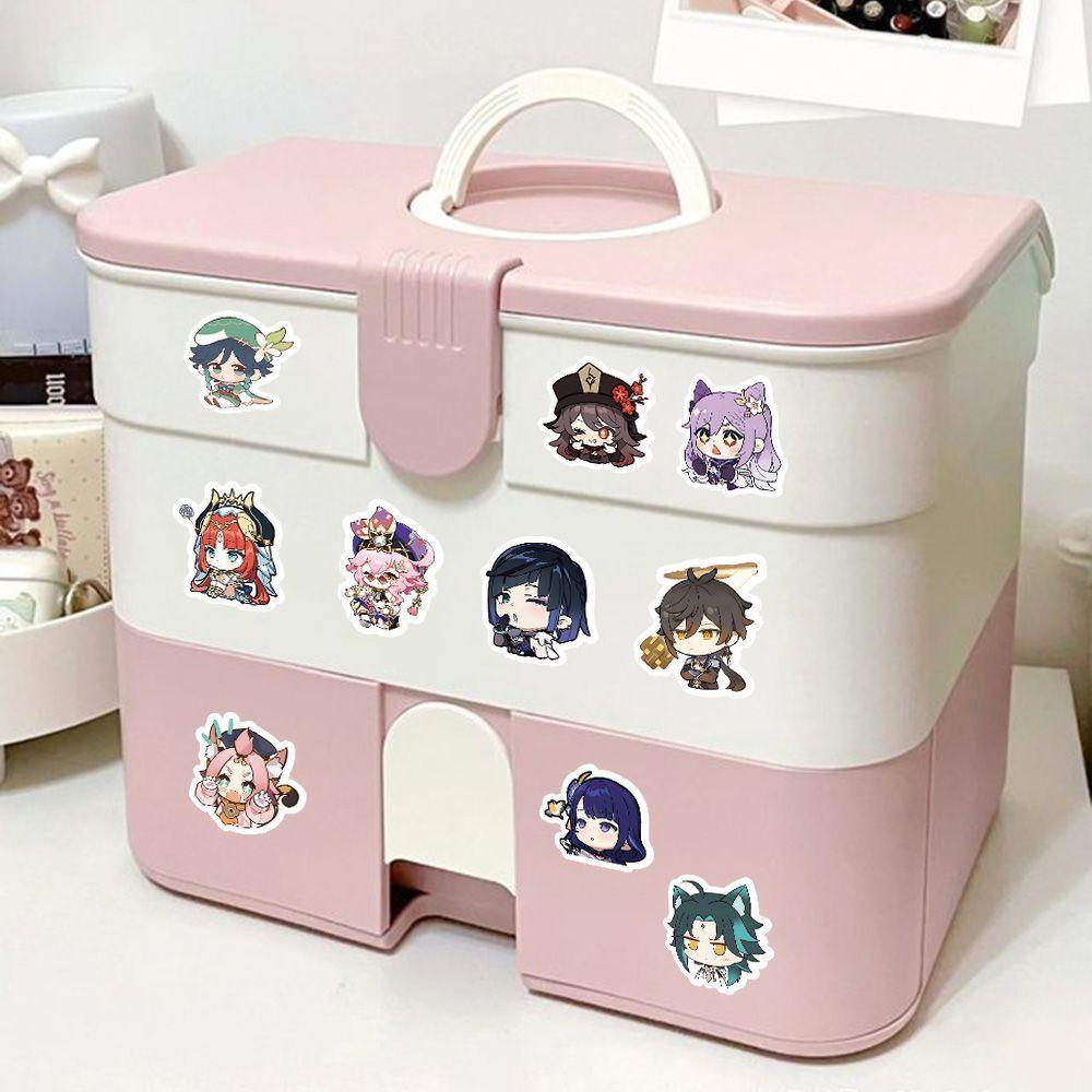 120ks nálepek s postavou Genshin Impact, periferní dekorace s motivem karikatury pro svépomocné obaly na mobilní telefony a plánovače – vodotěsné nálepky