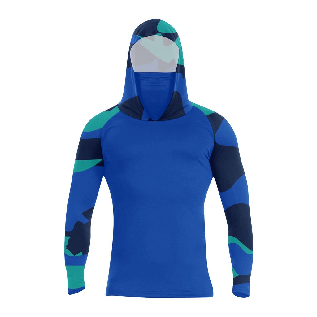 Long Sleeve Fishing Shirts for Men Sun Hoodie Hooded Sun Shirts Fishing Hoodie Camo Hoodie for Outdoor Activities