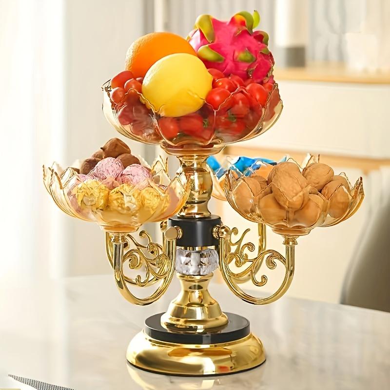 Otočná vícepatrová mísa na ovoce Plastová Luxusní Evropský styl Protiskluzový podnos na ovoce pro domácnost
