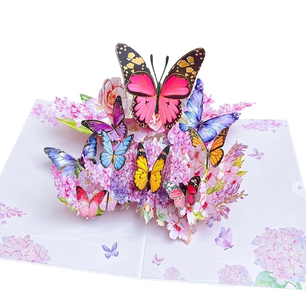3D Pop Up Butterfly Bouquet Greeting Card for Birthday Mother's Day Festival Creative Gift Handmade Paper Card with Intricate Floral Design