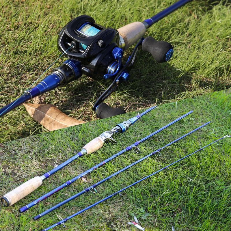 חכה 4 חלקים חכה לדיג במים מתוקים חוט דיג סיבי פחמן לורה