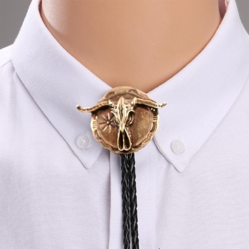 Moderno Cravattino Bolo Occidentale Gioiello per Collare Ciondolo Inciso Cordino Catena per Camicia da Uomo Outfit da Lavoro e Casual