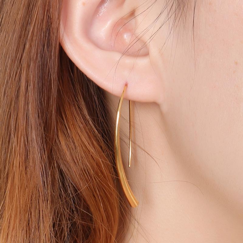 Korean Fashion Titanium Steel Line Earrings for Women