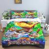 Digimon Cartoon 3D-Printed Bedding Set—Includes Duvet Cover and Pillowcases—Available for Single, Double, King, and Queen-Sized