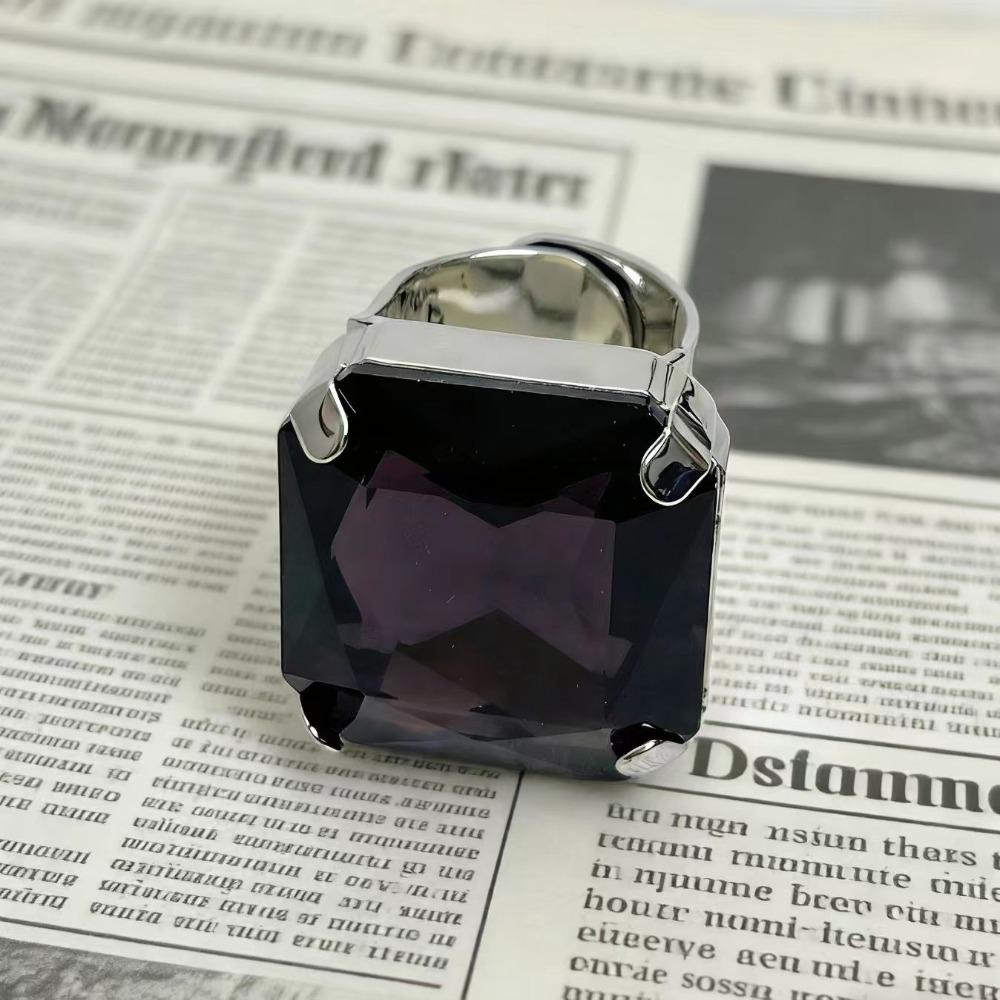Rhinestone Crystal Square Rhinestone Ring Adjustable Size Large Crystal Ring Party Accessories