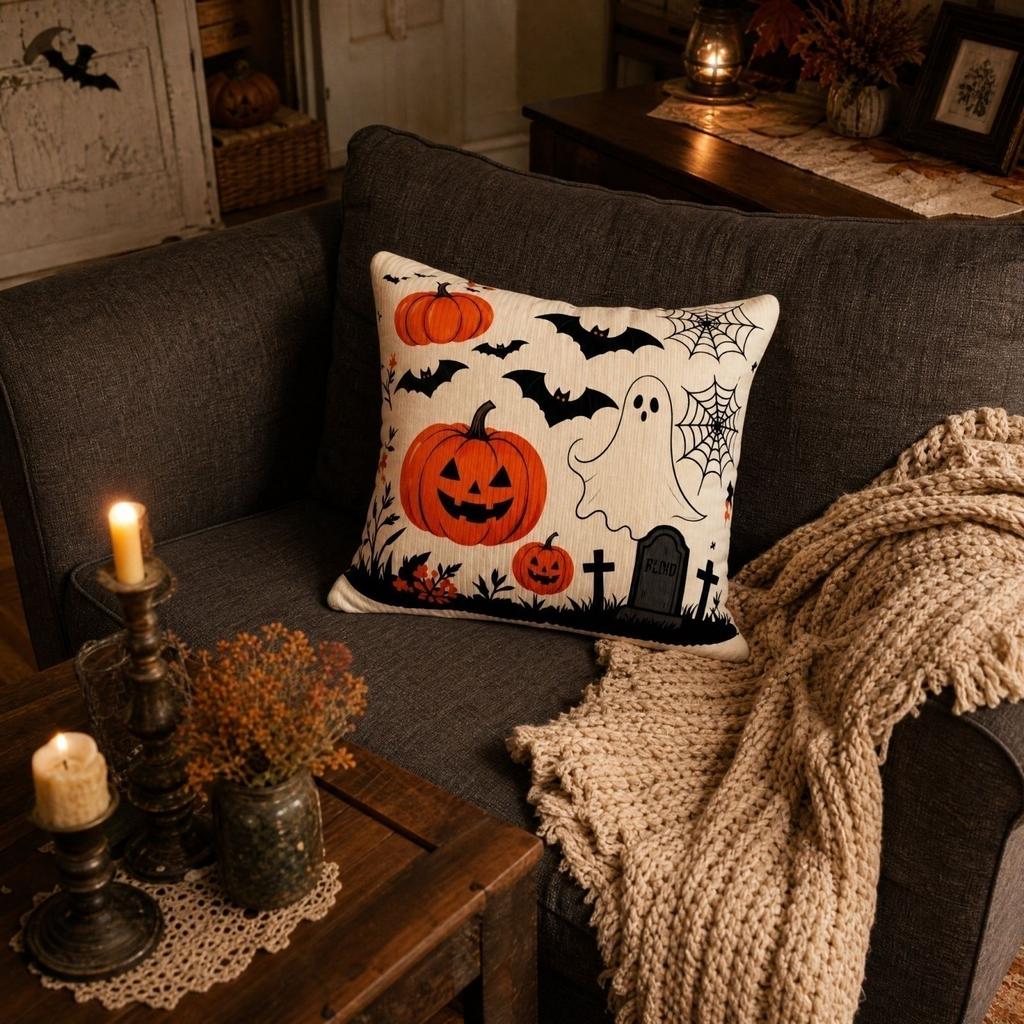 Halloween Throw Decorative Square Cushion for Couch Bed and Sofa Home Decor
