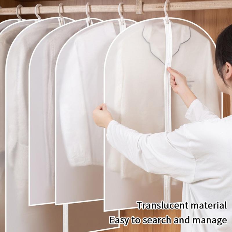 Thickened Washable Clothes Hanging Dust Cover Cover Suit Coat Transparent Fully Enclosed With Zipper Clothes Storage Bag