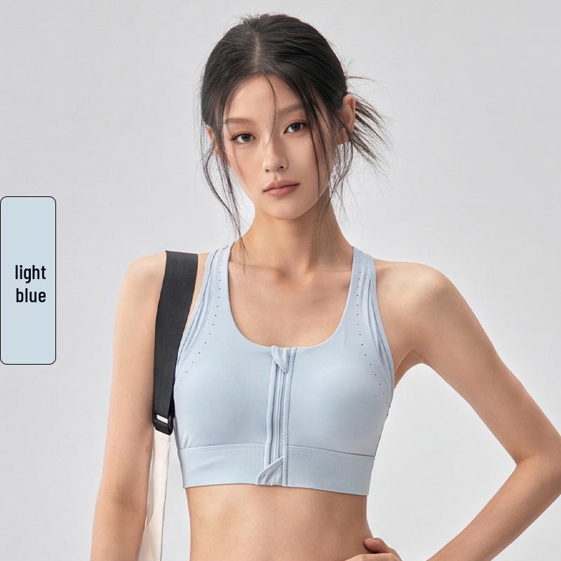 Shockproof Racerback Yoga Tank with Integrated Zip Bra for Large Busts