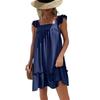 Women Summer Casual Loose Strap Halter Neck Solid Color Holiday Beach Dress