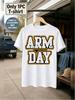 1pc Teenager'S Graphic T-Shirt Arm Day Print Short Sleeve Crew Neck for Teenagers [Solely 1pc T-SHIRT], for Teenager, For Teenager