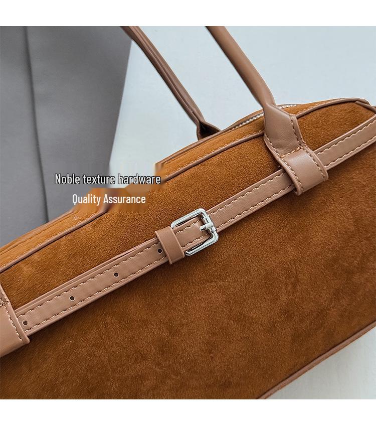 Yuezi Frosted Leather Baguette Bag: 2025 Autumn/Winter Boston Shoulder & Underarm Handbag