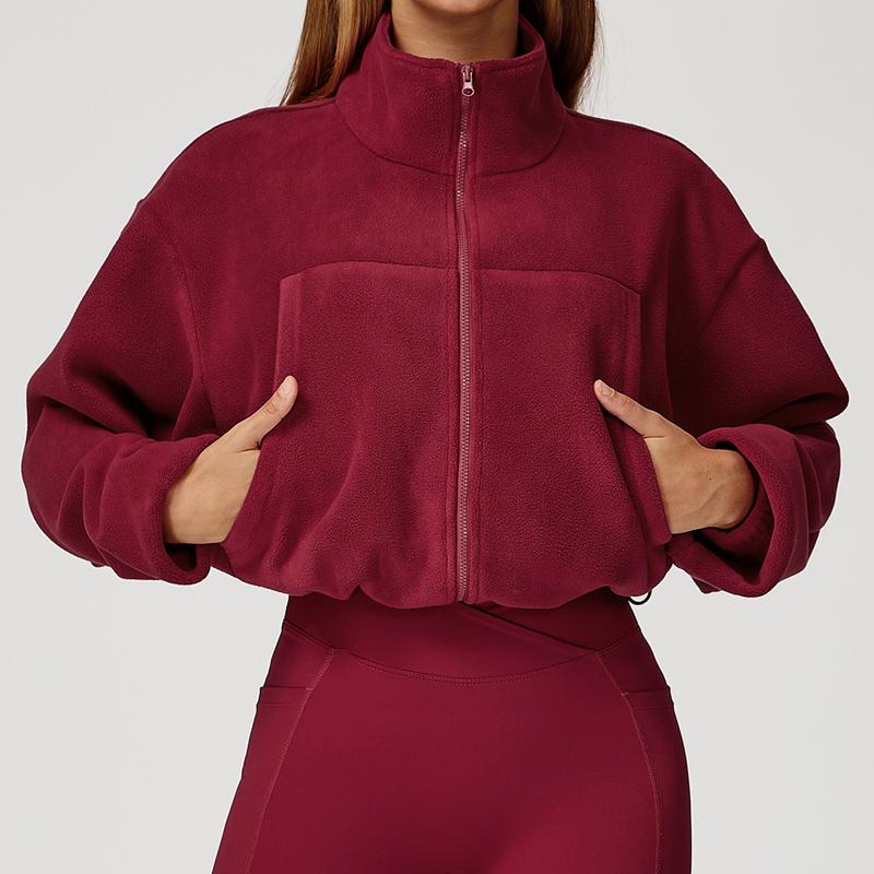 Jacket Stand-up Collar Windproof and Warm Austrian Fleece Drawstring Jacket Women's Running Plus Fleece Sports Jacket