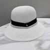 Straw Hat Ins Pearl M Letter Bucket Fisherman Hat Children Spring and Summer Fashion Versatile Basin Hat