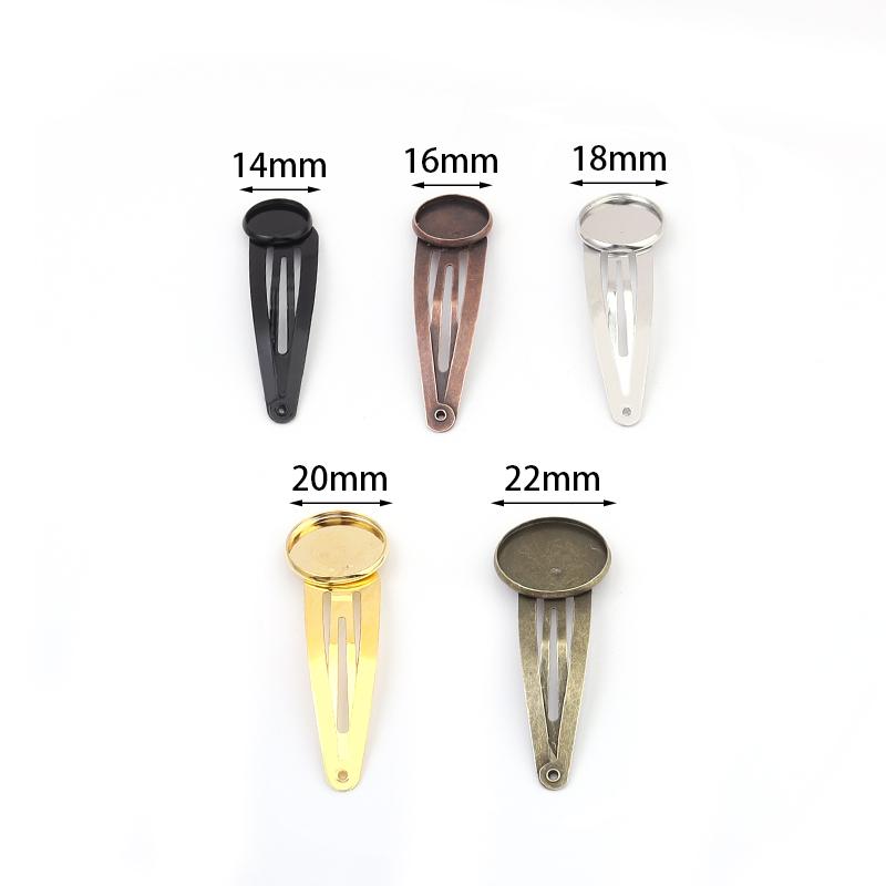 10pcs Iron Plated Hairpin 12/14/16/18/20mm Classic Metal Hair Clips Hairpin Base Setting Cabochon Cameo For DIY Hair Accessories