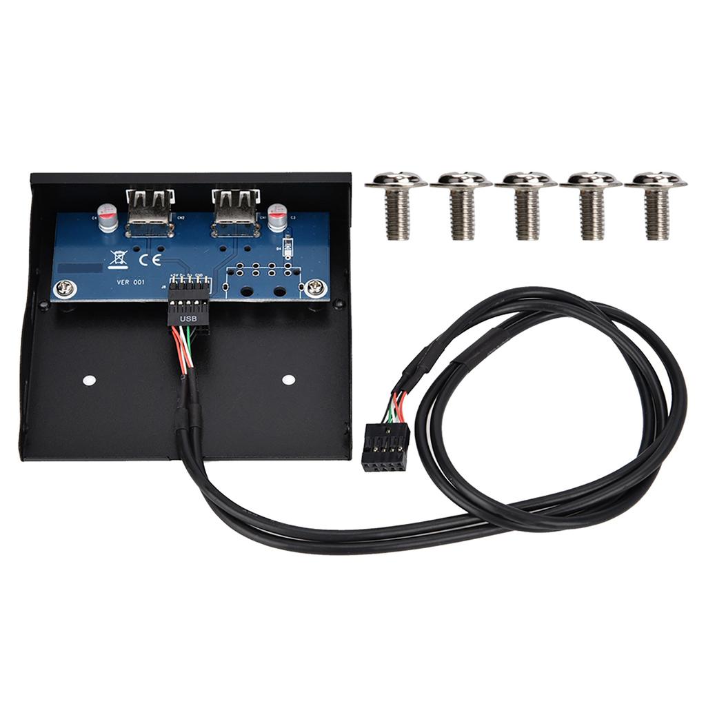 3.5 Inch USB2.0 2 Port 9 Pin Tinned Copper Wire Floppy Drive Front Panel