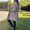 Autumn Winter Fashion Wool Blend Coat Women's Single Breasted Warm Outerwear with Fleece Lining