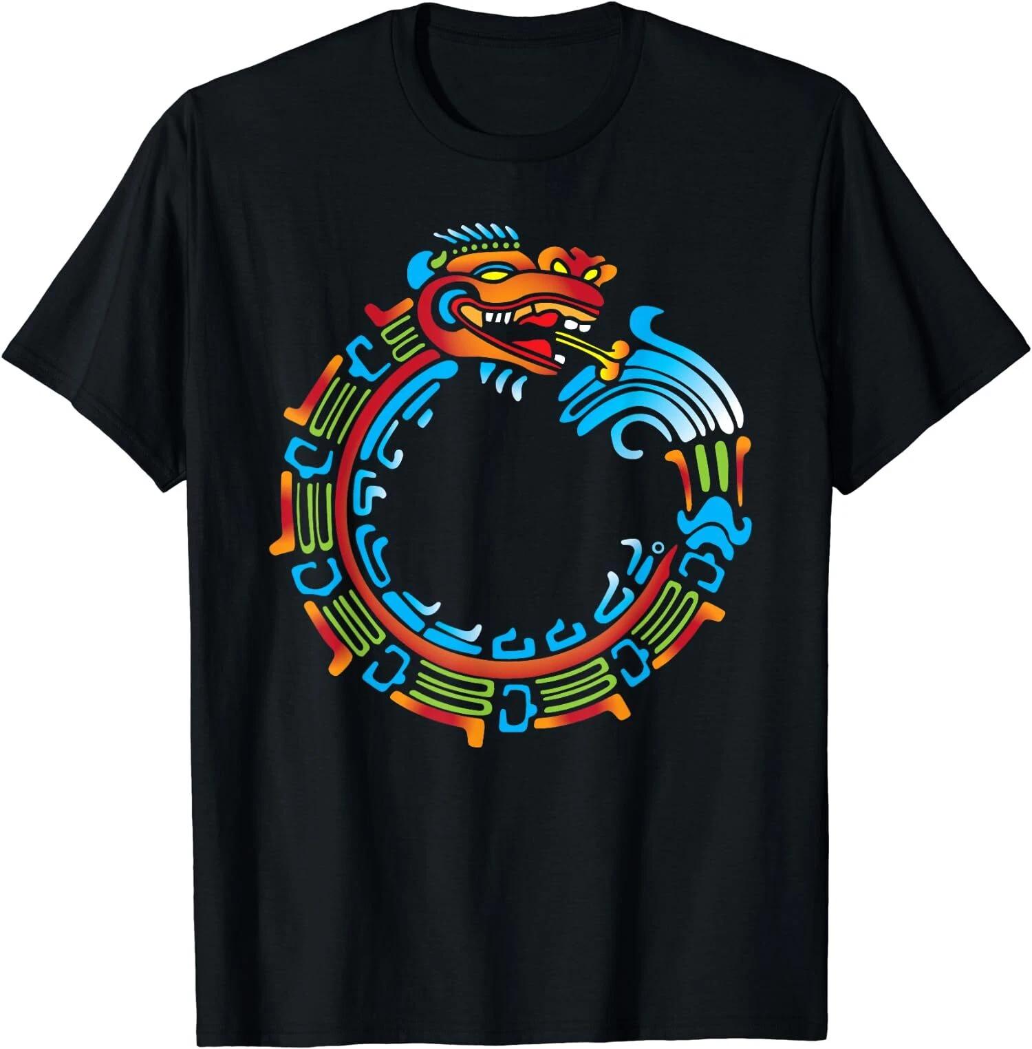 Ouroboros Quetzalcoatl Feathered Serpent Aztec Mayan T-Shirt L