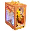 DIY Book Nook Kit 3D Wooden Puzzle Bookshelf Decor Miniature House with LED Light