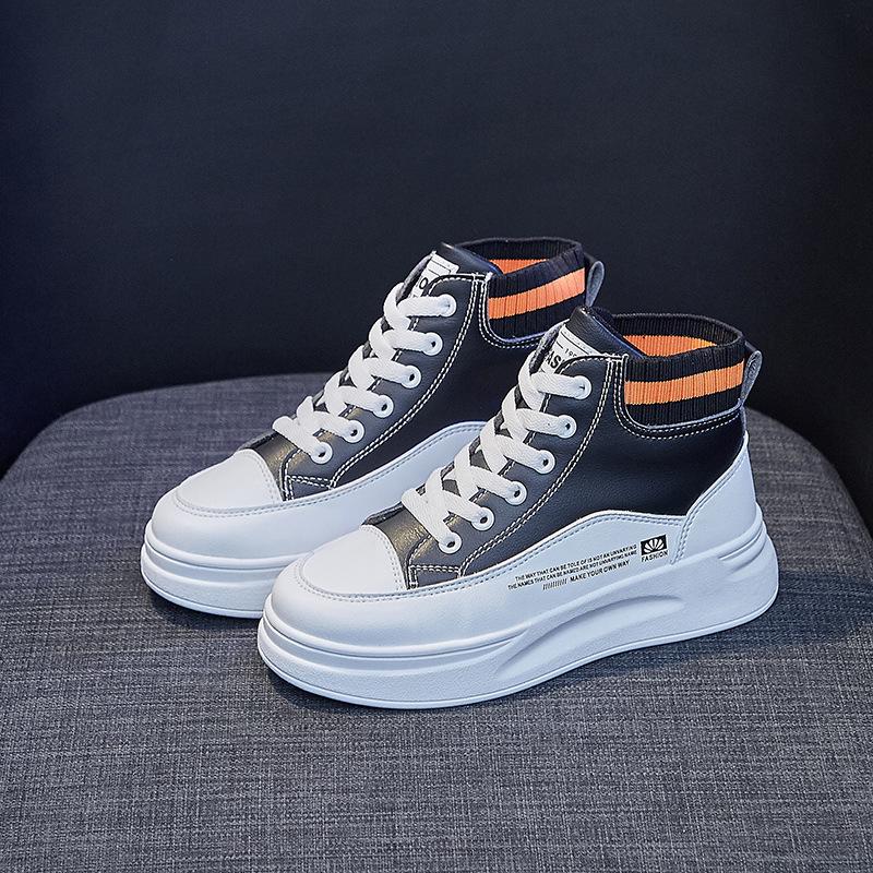 Ins High-Top kleine weiße Schuhe Damen 2025 Frühling neu dicksohlige koreanische Version vielseitige Studenten-Board-Schuhe Damen Straßenschuhe TH919