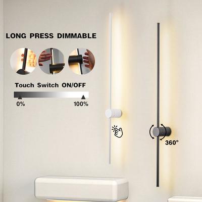 Indoor Touch Switch Dimmable LED Wall Lights for Living Room Bedroom 360° Rotatable Dimming Wall Lamps Wall Sconce Black White