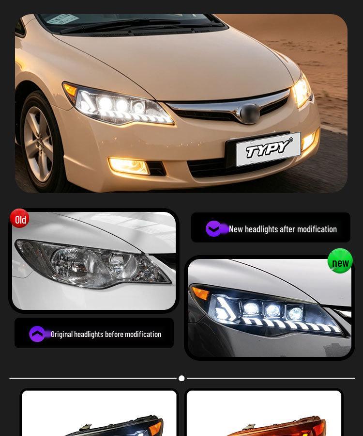 LED Projector Headlights with Flowing Turn Signals for 06-15 Honda Civic Si FD2