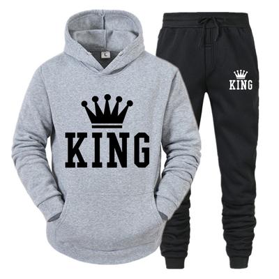 King Tuta da uomo Set Felpe con cappuccio invernali Pantaloni Felpe con cappuccio da corsa in 2 pezzi Felpa autunnale da uomo Tuta sportiva