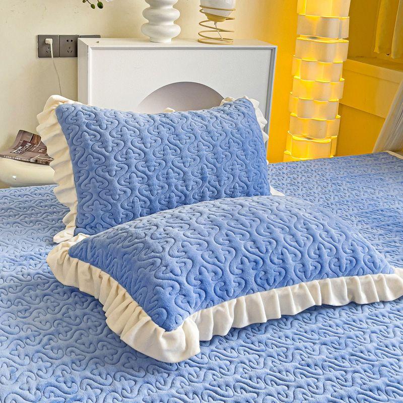 

Молочный бархат с хлопковым чехлом для подушки, в паре с кружевным чехлом, утолщенный и теплый чехол для подушки, кожаная подушка с добавлением бархата 48x74 [pair]