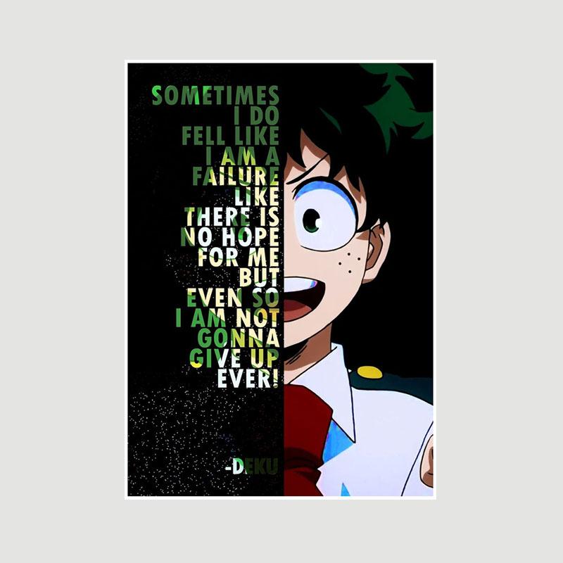 Vintage Inspirational Quote Poster Anime Finger Luffy Deku Posters White Paper Text Art Pictures Home Decor Bar Decoration Painting Interior Mural