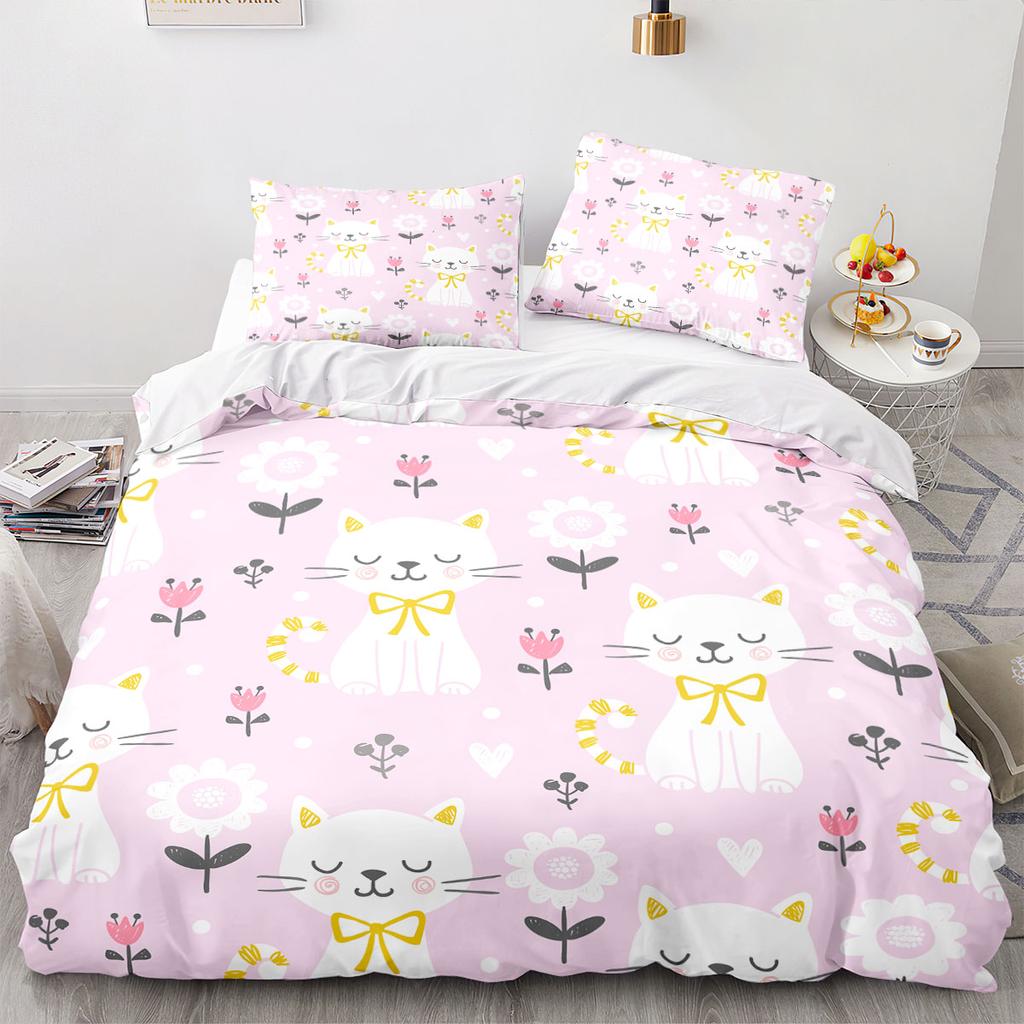 Cartoon Animal Cat Duvet Cover 3D Large Print Double Size Quilt Cover Bedding Set Single Set