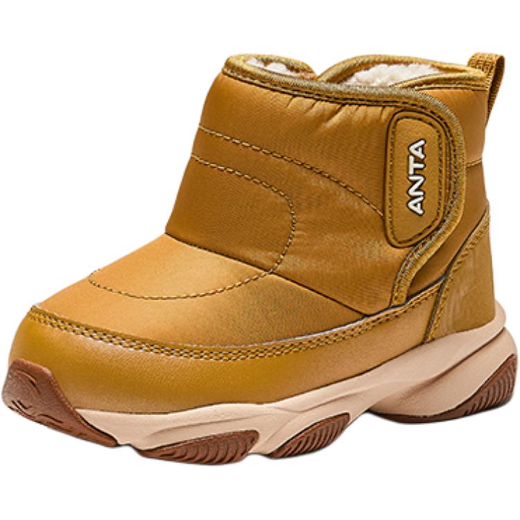 Anta Kids Synthetic Leather Fashion Versatile Non-Slip Warm High-Top Walking Shoes Baby Shoes Sandy-Brown A12440057-1