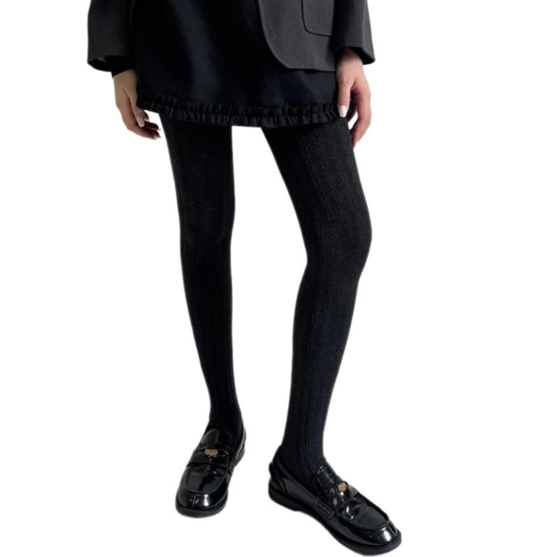 Vintage Chain Twist Striped Pattern Cotton Tights for Women Breathable Leggings Spring Fall Opaque Pantyhose Stockings