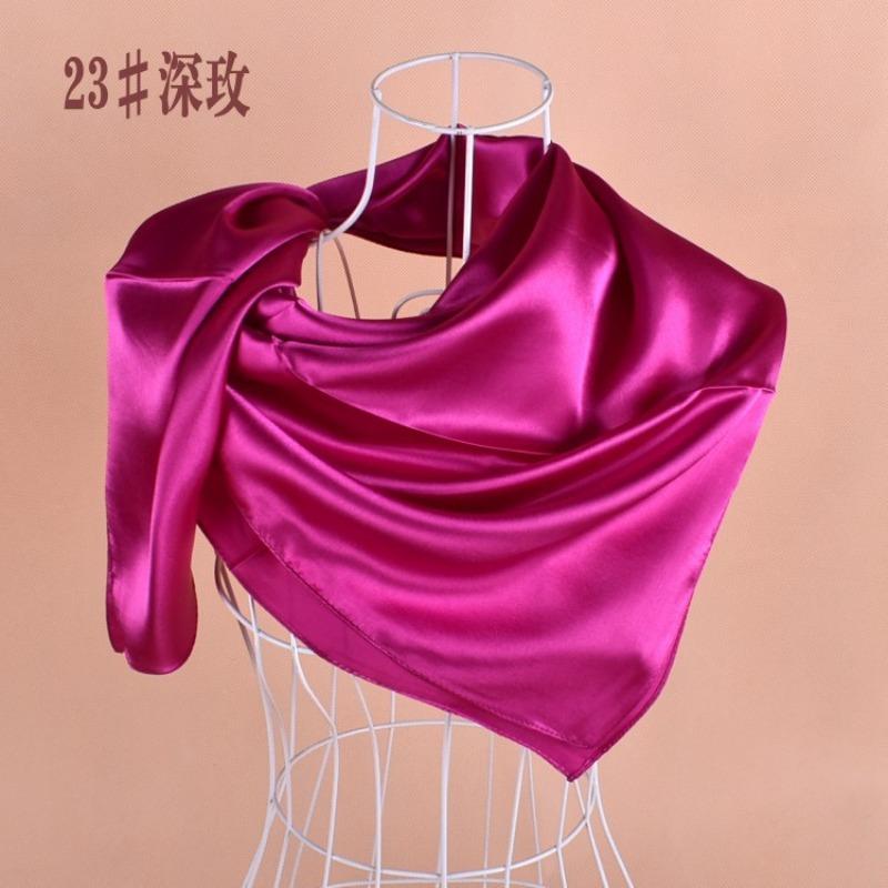 Selected solid color imitation silk generous silk scarf, women's silk scarf 90 * 90 color diced versatile scarf